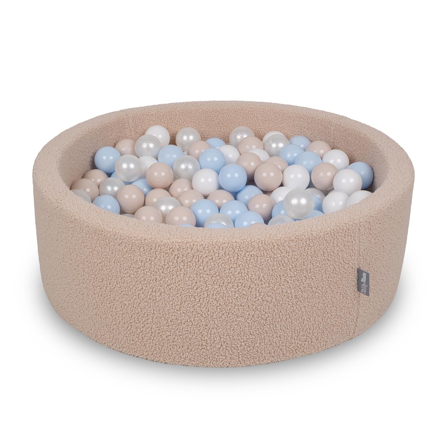 KiddyMoon Ball Pit For Baby With Teddy Plush, Large 7 Cm Balls For A Fuller Ball Pit, From 8 Months, Removable Cover