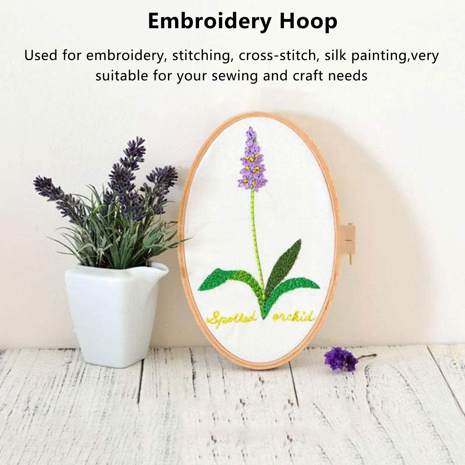 Cross Stitch Frame Hoop Wooden Embroidery Hoop Oval Circle Cross Stitch Hoop Rings for Hand Embroidery Cross Stitch Embroidery DIY Craft Sewing 29.5 X 20 X 2 Cm