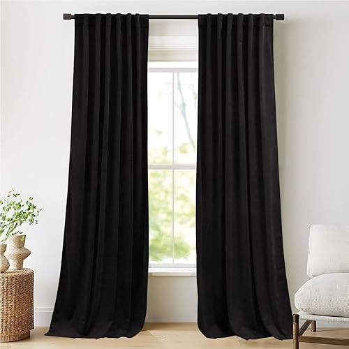 NICETOWN Cortinas de terciopelo opacas aisladas de 108 pulgadas para patio, cortinas de tratamiento de ventanas grandes, sólidas, modernas y