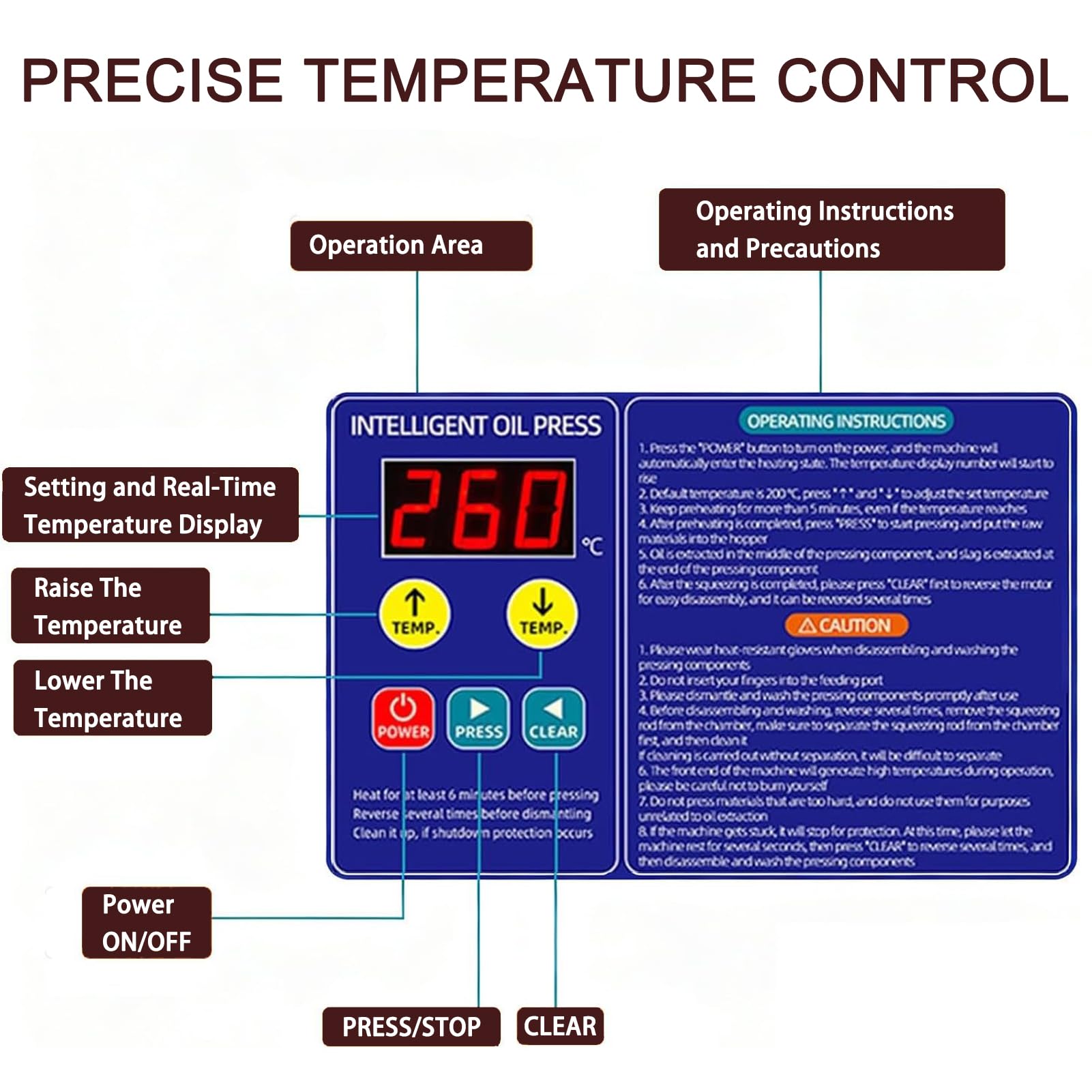 Prensa de Aceite Automática 1100W Eléctrica, Trituradora de Aceitunas Hueso, Termostato Digital Ajustable, Uso Doméstico y Comunitario