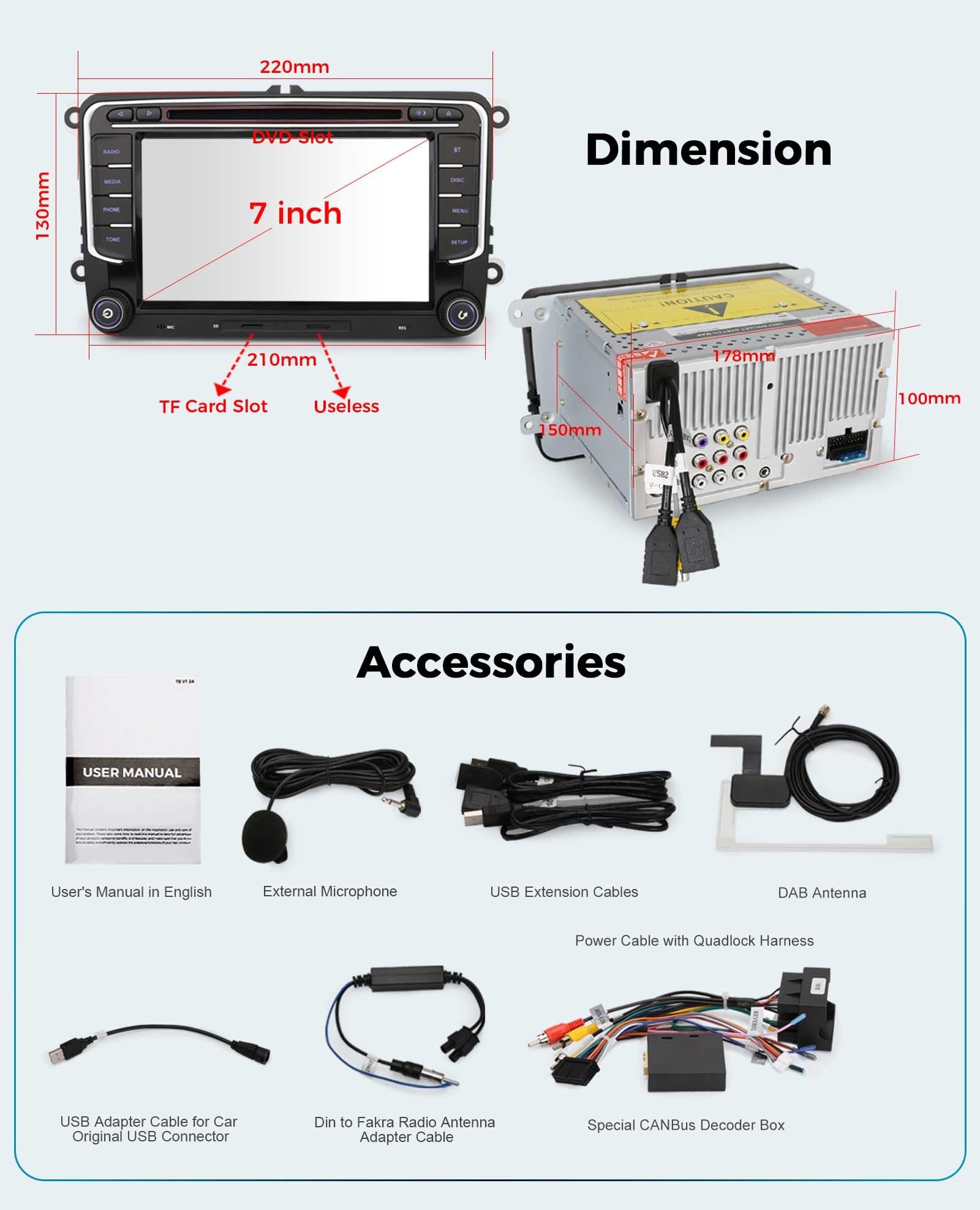 Erisin 7-calowy samochód stereo DVD nawigacja satelitarna do VW Transporter T6 Crafter 2 Amarok Caddy MK3 MK4 Polo 6R ŠKODA Yeti Wireless Carplay Android Auto DSP Bluetooth Wifi DAB+ Radio