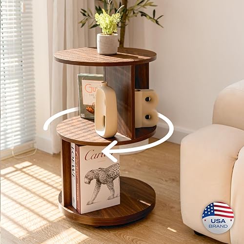 KAYMILY Mesas auxiliares redondas, mesa auxiliar moderna de 3 niveles de mediados de siglo para sala de estar, dormitorio, oficina, mesita de noche