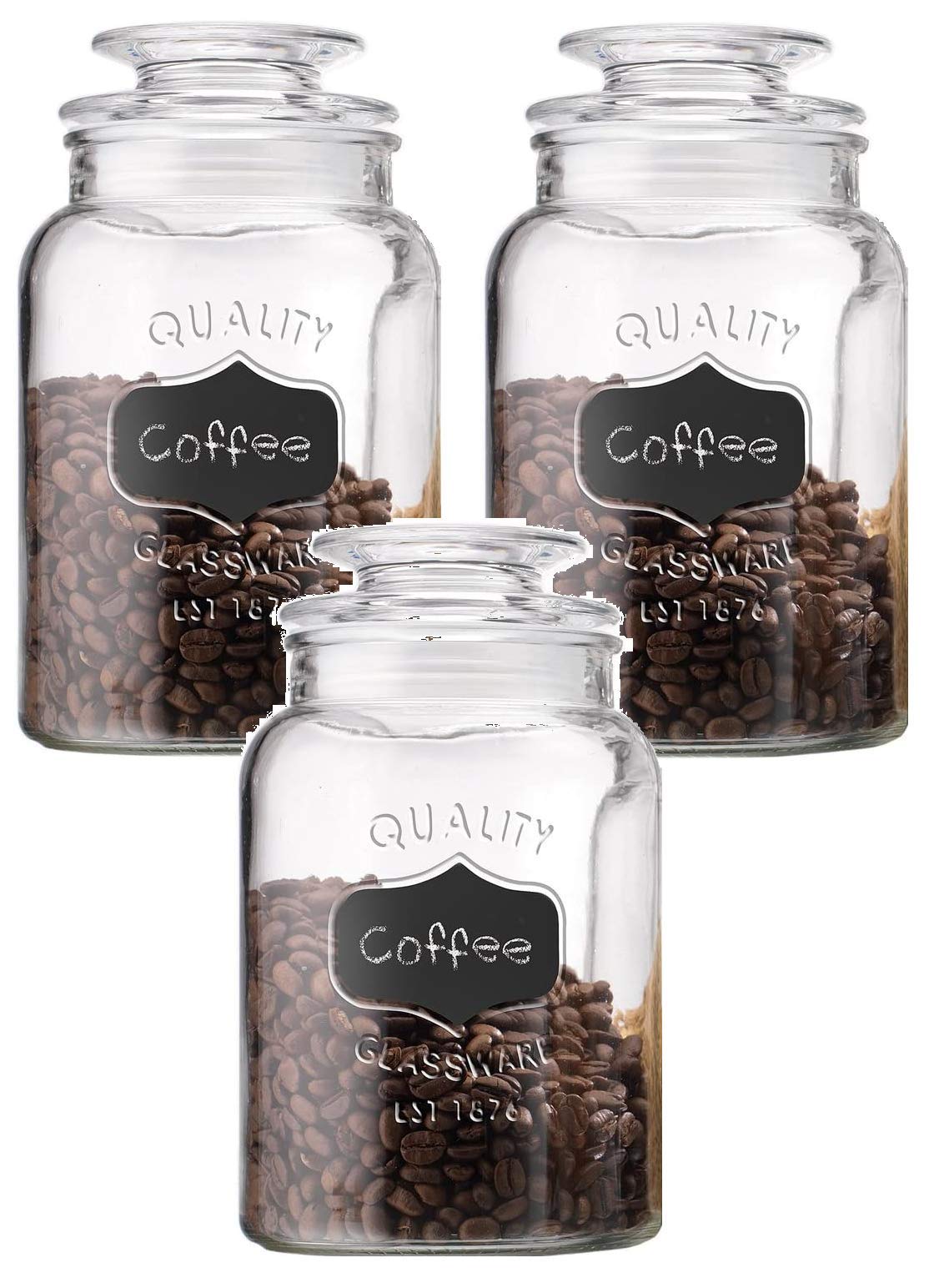 Seedware - 1500 ml Glass Canister Set for Kitchen Airtight Lid and Chalkboard Labels Cookie and Candy Jars, Storage Containers Pack Of (3) (B0917B5TNS) Amazon Price History, Amazon Price Tracker