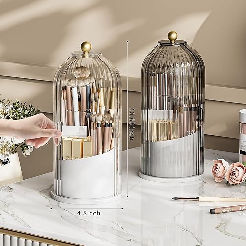 Miniatura 5 de MSHOMELY Organizador de brochas de maquillaje, organizador de brochas de maquillaje giratorio de 360 grados, organizador de brochas de maquillaje