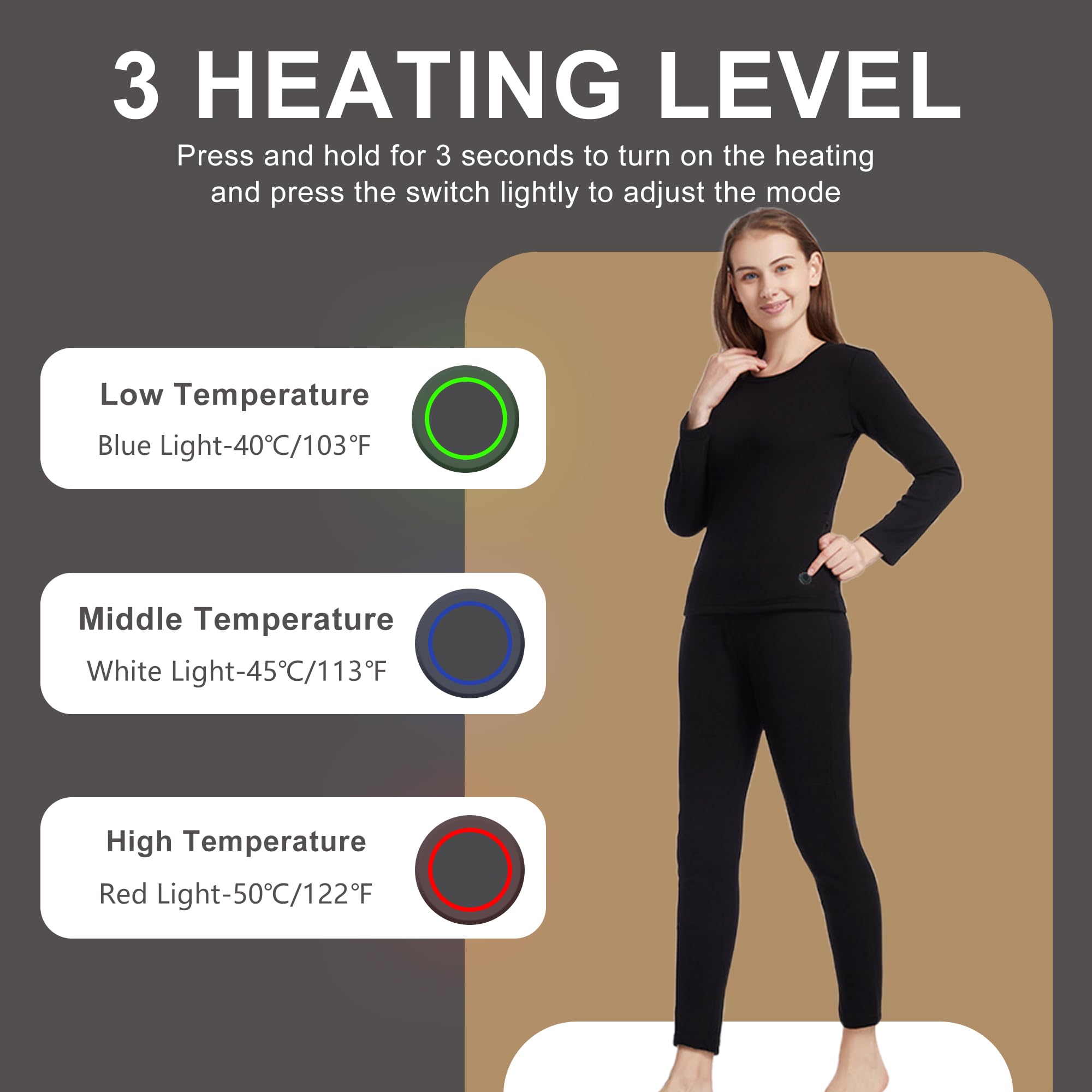 Pantaloni Intimi Riscaldati per Donne, Leggings Termici Elettrici con 3 Zone di Riscaldamento per Sport All'aperto E Sci