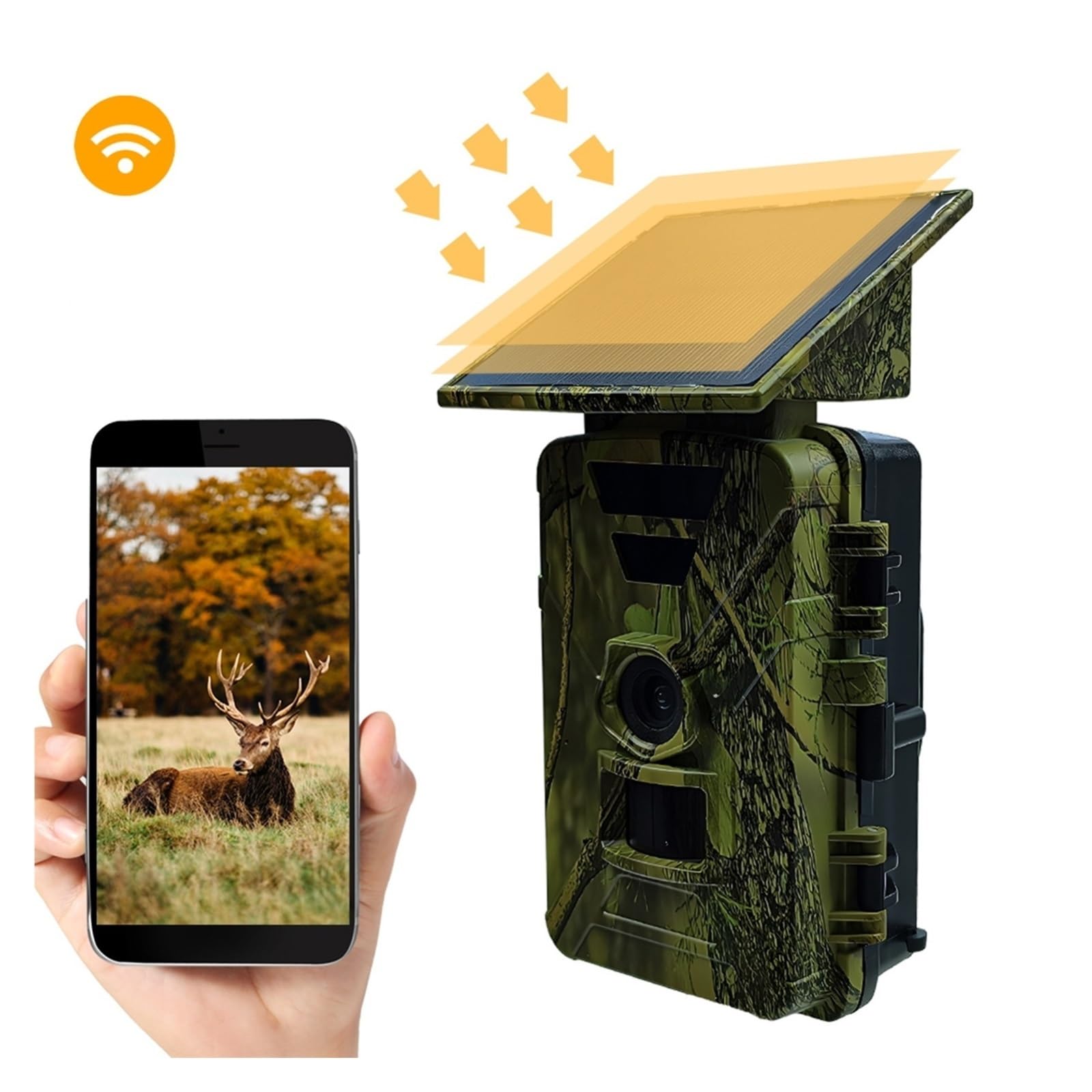 Cámara Vida Silvestre Cámara De Caza WiFi, Rastreo Solar 8K 60MP, Vida Silvestre IP66, Juego Visión Nocturna Exterior Impermeable Monitoreo Confiable Preciso
