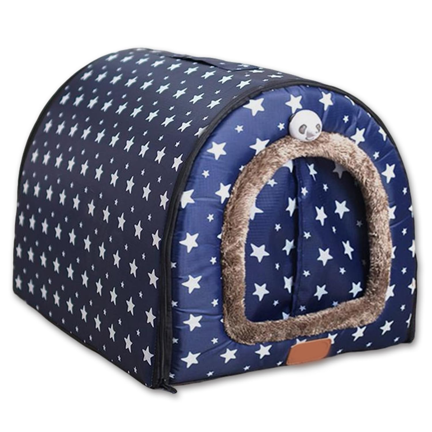 2-IN-1 Large Dog Bed House Waterproof Door Curtain,Calming Pet Cave Washable Warm Kennel Removable Luxury Pet Bed,Anti Anxiety Outdoor Igloo Cat House (F,3XL-105 * 80 * 75CM)