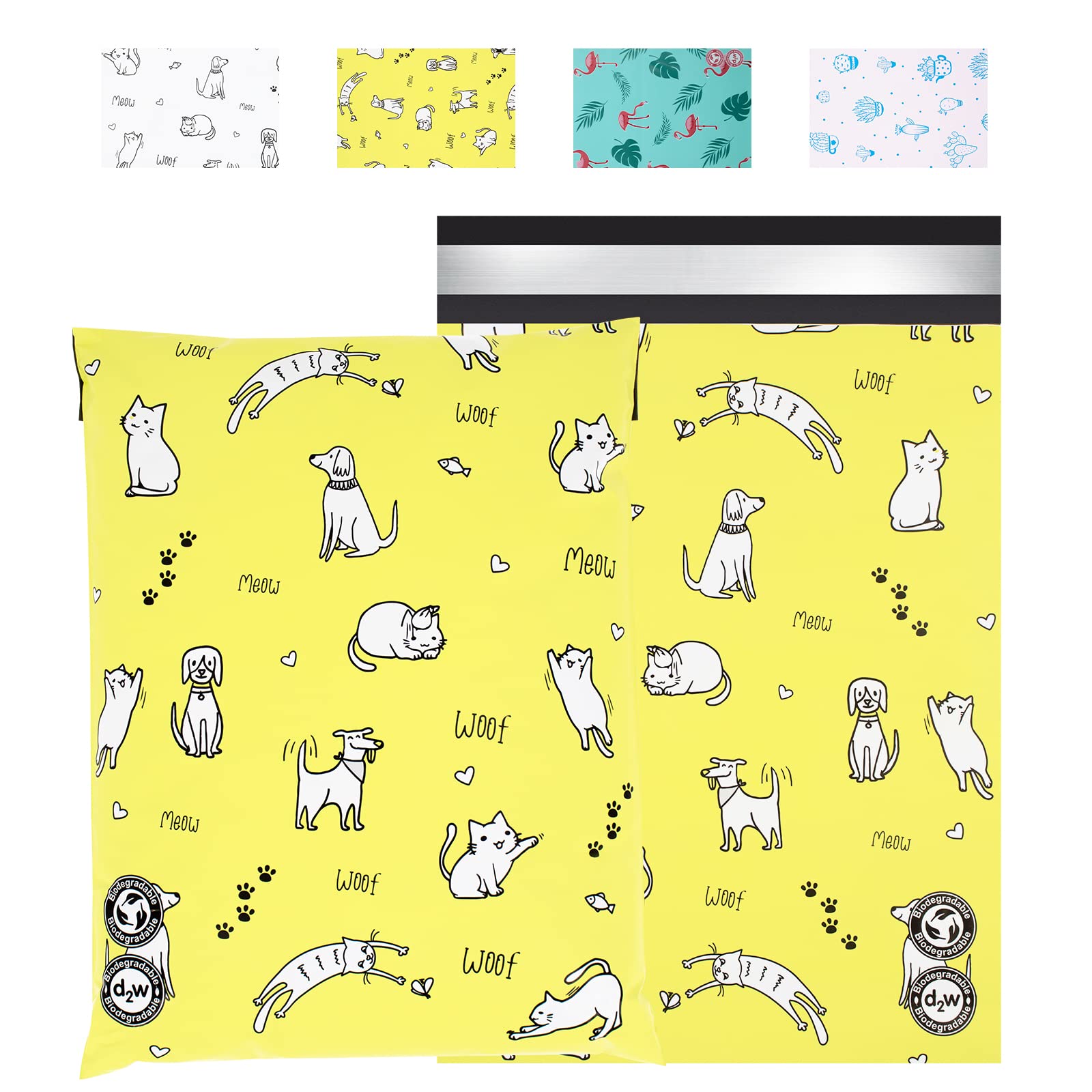 JinRuiKJ Poly Mailer 10x13 25 Pack, Shipping Bags for Clothing, Self-Sealing Packaging Bags for Small Business - Yellow Mailing Bags Pets Design