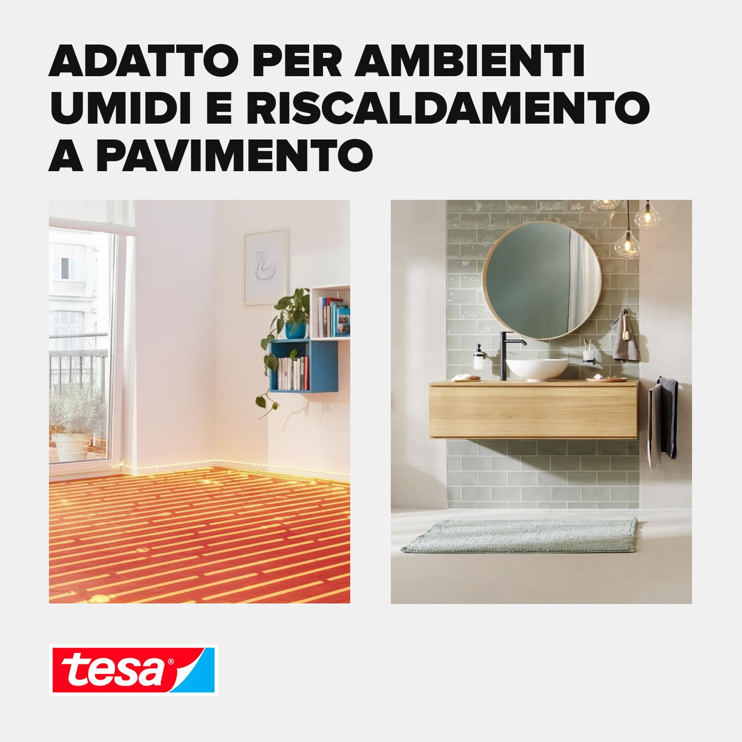 tesa Nastro adesivo extra forte in confezione da 6 pezzi – Nastro biadesivo per la posa di tappeti e rivestimenti in PVC – biadesivo – 10 m x 50 mm