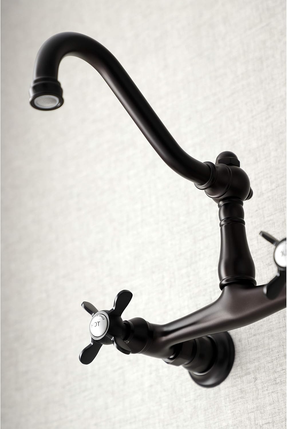 Kingston Brass KS3245BEX 8" Center Wall Mount Bathroom Faucet, Oil Rubbed Bronze