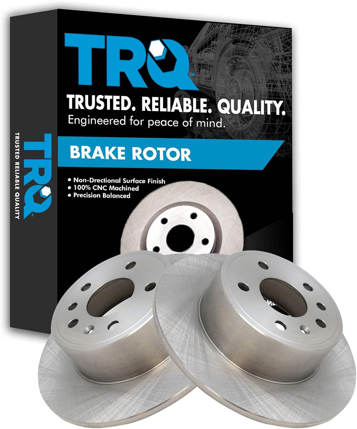 TRQ Rear Brake Rotors Set Solid Compatible with 1999-2002 Saab 9-3 1997-1998 900 2001-2002 Saturn L100 2001-2003 L200 2001-2005 L300 2000 LS LS1 LS2 LW1 LW2 LW200 LW300