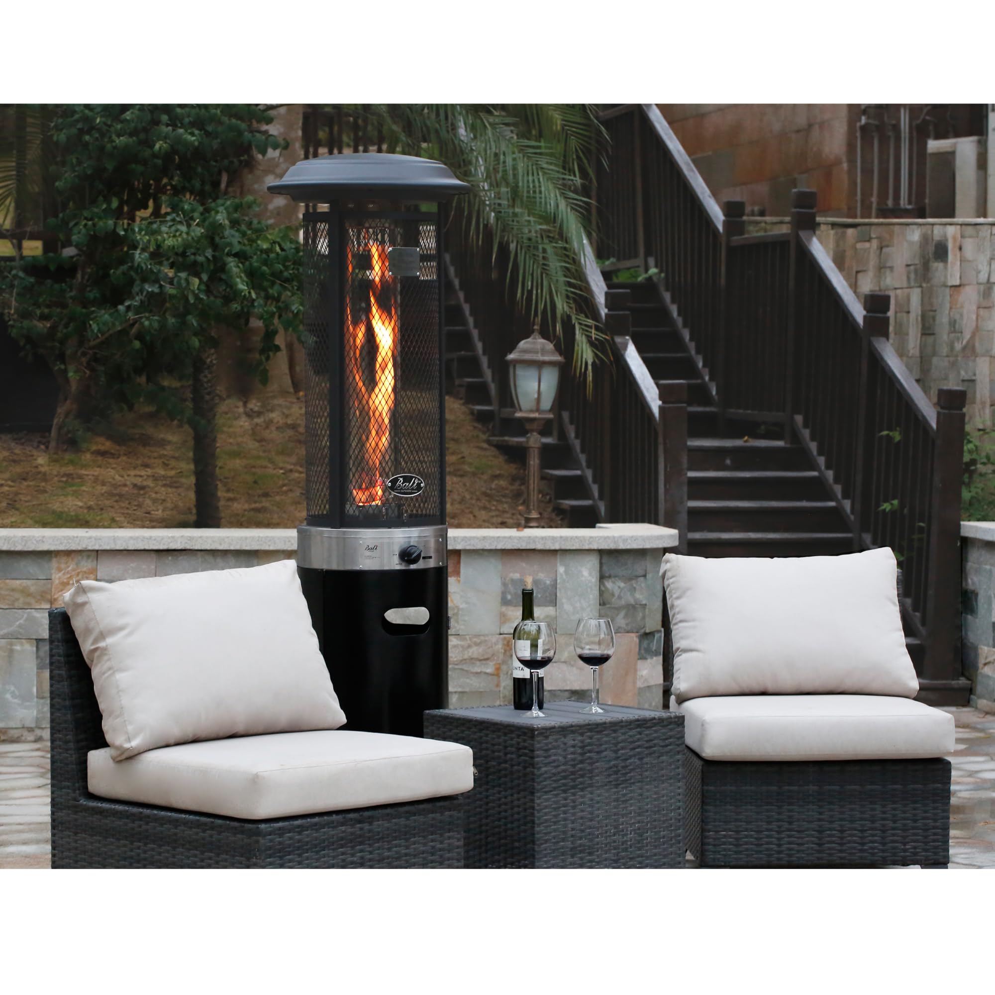 BALI OUTDOORS Chauffage de terrasse 11KW gaz extérieur mobile avec housse de pluie