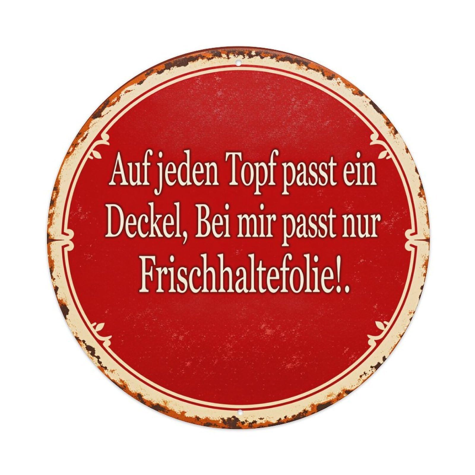 Red Circle With White Border And Text Vintage Metal Tin Sign Retro Wall Decor for Home Bar Garage Cafe, Indoor & Outdoor Decorative，circle Metal Poster, 8x8 Inch