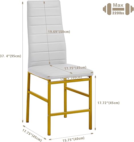 Miniatura 25 de Juego de 4 sillas de comedor, sillas de cocina, sillas laterales sin brazos para sala de estar, juego de 4 con marco de metal y patas (negro)