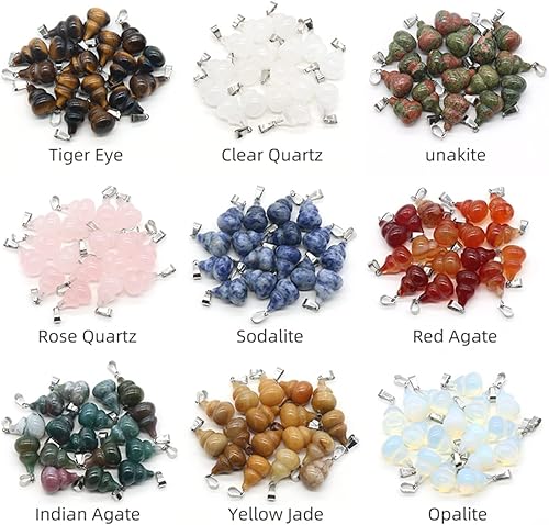 Miniatura 4 de LE SKY 20 colgantes de piedra natural en forma de calabaza curación chakra cristal cuarzo ágata accesorios para hacer joyas, collares, aretes,