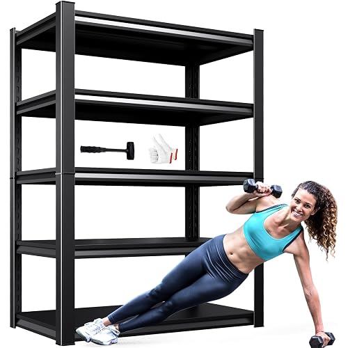 Heavy Duty Metal Garage Shelving Unit, 71.2" H x 35.4" W x 16" D, 5-Tier Adjustable Storage Shelves for Garage Storage, Standing Shelf Unit & Shelves Organizer for Home, Warehouse, Workshop
