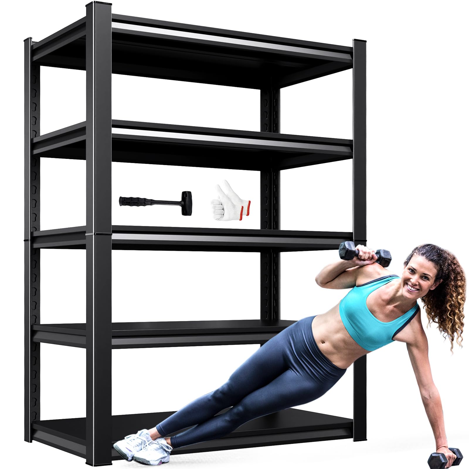 Heavy Duty Metal Garage Shelving Unit, 71.2" H x 35.4" W x 16" D, 5-Tier Adjustable Storage Shelves for Garage Storage, Standing Shelf Unit & Shelves Organizer for Home, Warehouse, Workshop