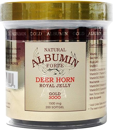 Natural Albumin Forte Deer Horn Royal Jelly - 1500 mg200 cápsulas blandas