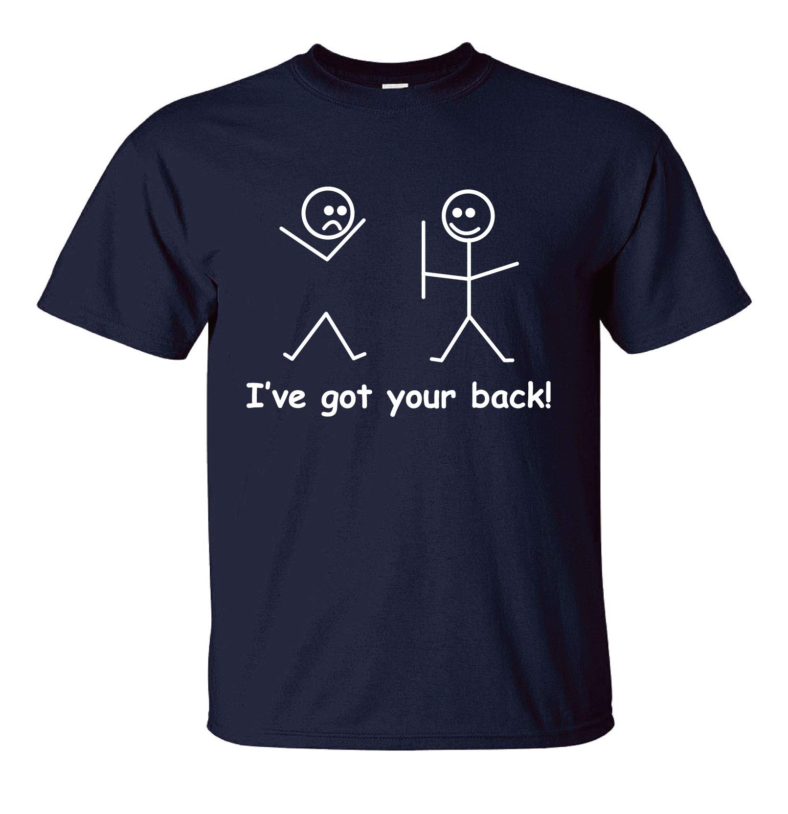 Stick Person I've got Your Back! T-Shirt Ideal Womens or Mens Unisex Classic Sarcastic Meme Tshirt Retro Stick Person Man Figure tee Navy X-Large