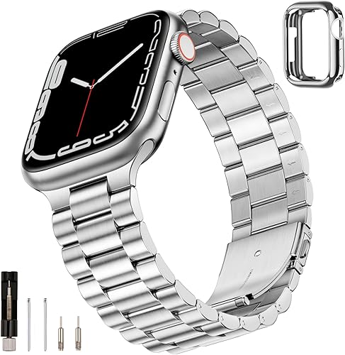 Miniatura 1 de SUNFWR Compatible con Apple Watch Band de 1.614 pulgadas, 1.575 pulgadas, 1.496 pulgadas, para mujeres y hombres, correa de metal de acero