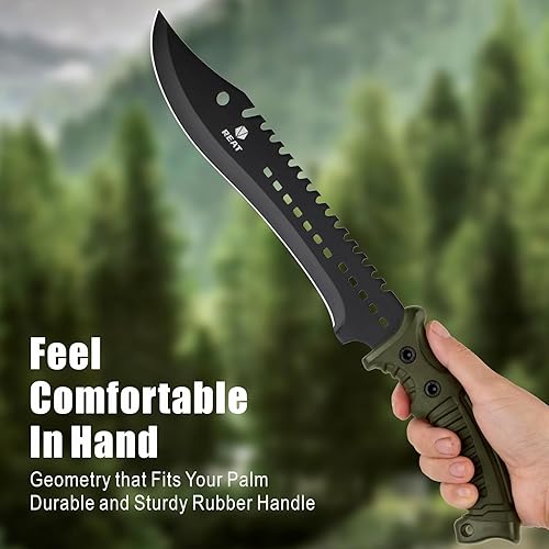 Miniatura 5 de REAT Cuchillo machete con Shaeth, cuchillo ligero de herramientas de jardín de 15 pulgadas, mango ergonómico antideslizante, machetes para