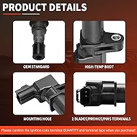 Vista 2 de DRIVESTAR Paquete de bobinas de encendido UF270 y bujía de iridio para Dodge Ram 1500 Durango Dakota, para Jeep Grand Cherokee Commander