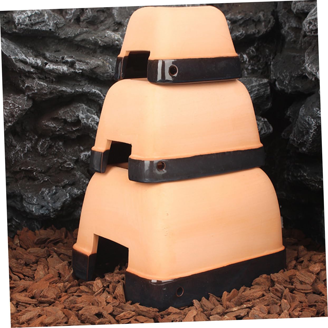 Caverna Umidificante Per Rettili Ceramica Rifugio Simulato Per Lucertole e Tartarughe Decorazione Terrario Resistente e Salubre Per Animali Striscianti