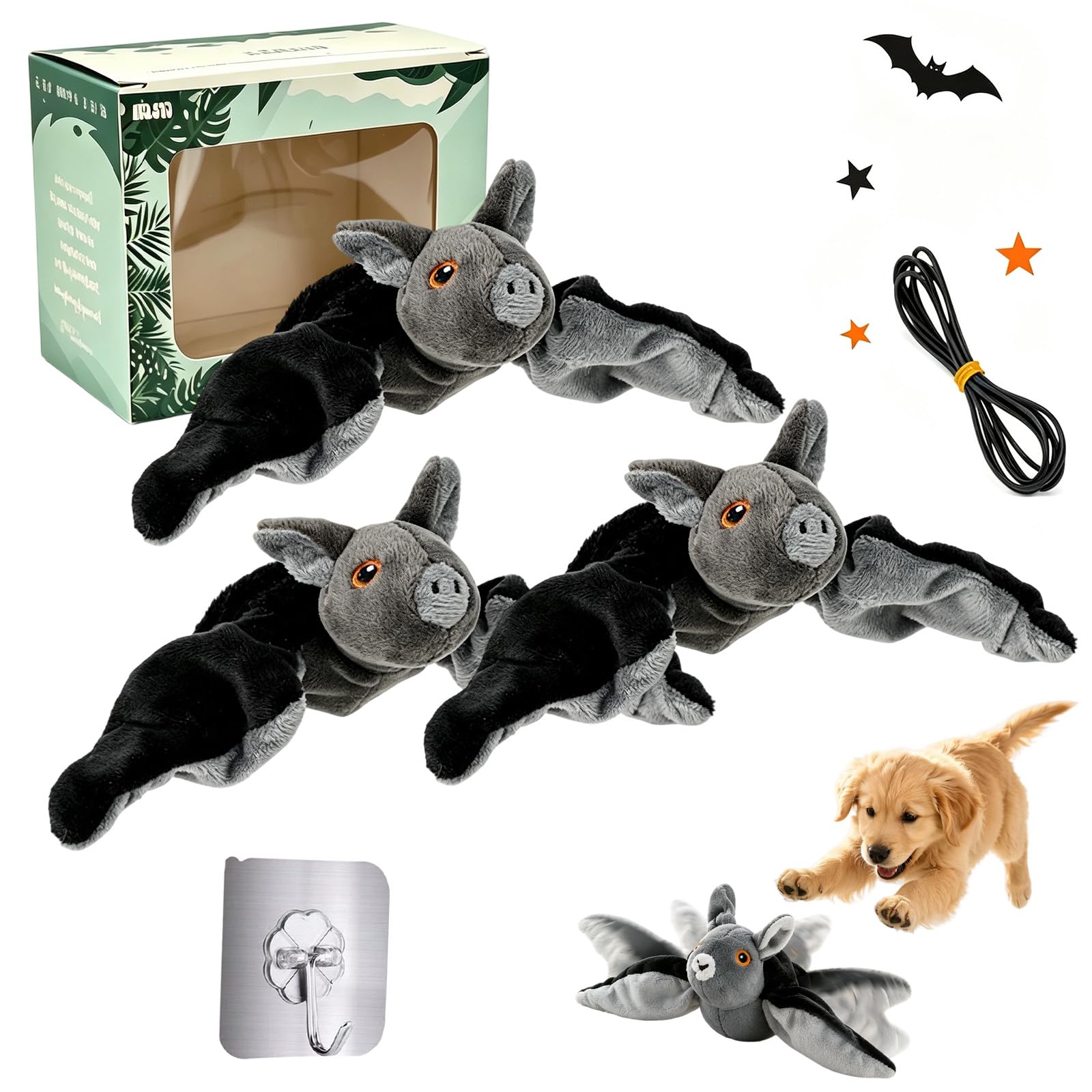 Flying Bat Dog Toy, Flapping Bat Cat Toy, Interactive Pet Play (3pcs)