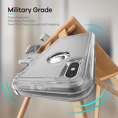 Miniatura 2 de ORIbox Funda para iPhone XXS gris, protección contra caídas de grado militar de 10 pies, funda transparente resistente a prueba de golpes anticaídas