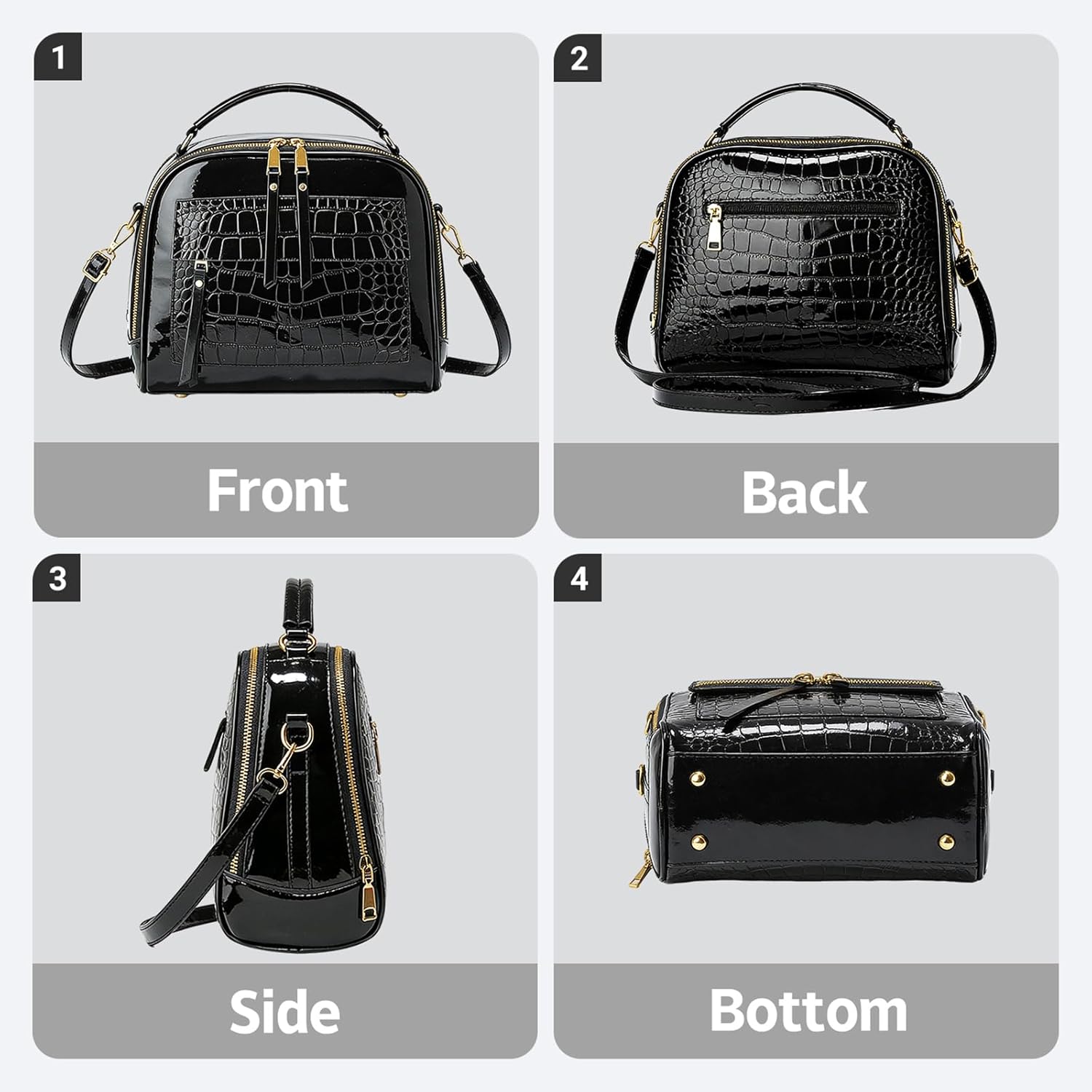 2pcs Women Handbags and Purses, Top Handle Bags with Zippe Leather Tote Satchel Shoulder Carry Purse tote Handbags - Image 6