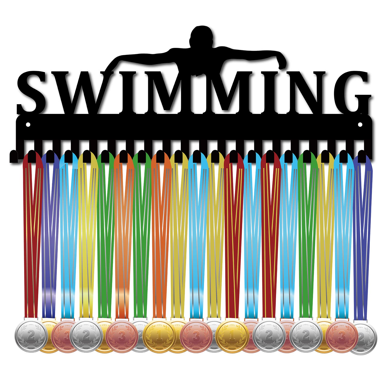 Porte-médailles de natation mural noir pour décorer la chambre et afficher vos victoires sportives