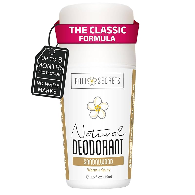 Desodorante Bali Secrets The Classic, sem alumínio sintético, sem bicarbonato, fragrância Sandalwood