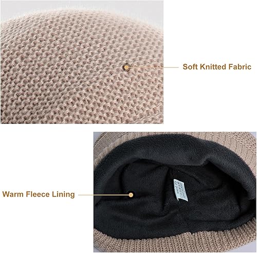 Miniatura 2 de Gorro de punto con forro polar para mujer, con visera y visera para invierno, para clima frío