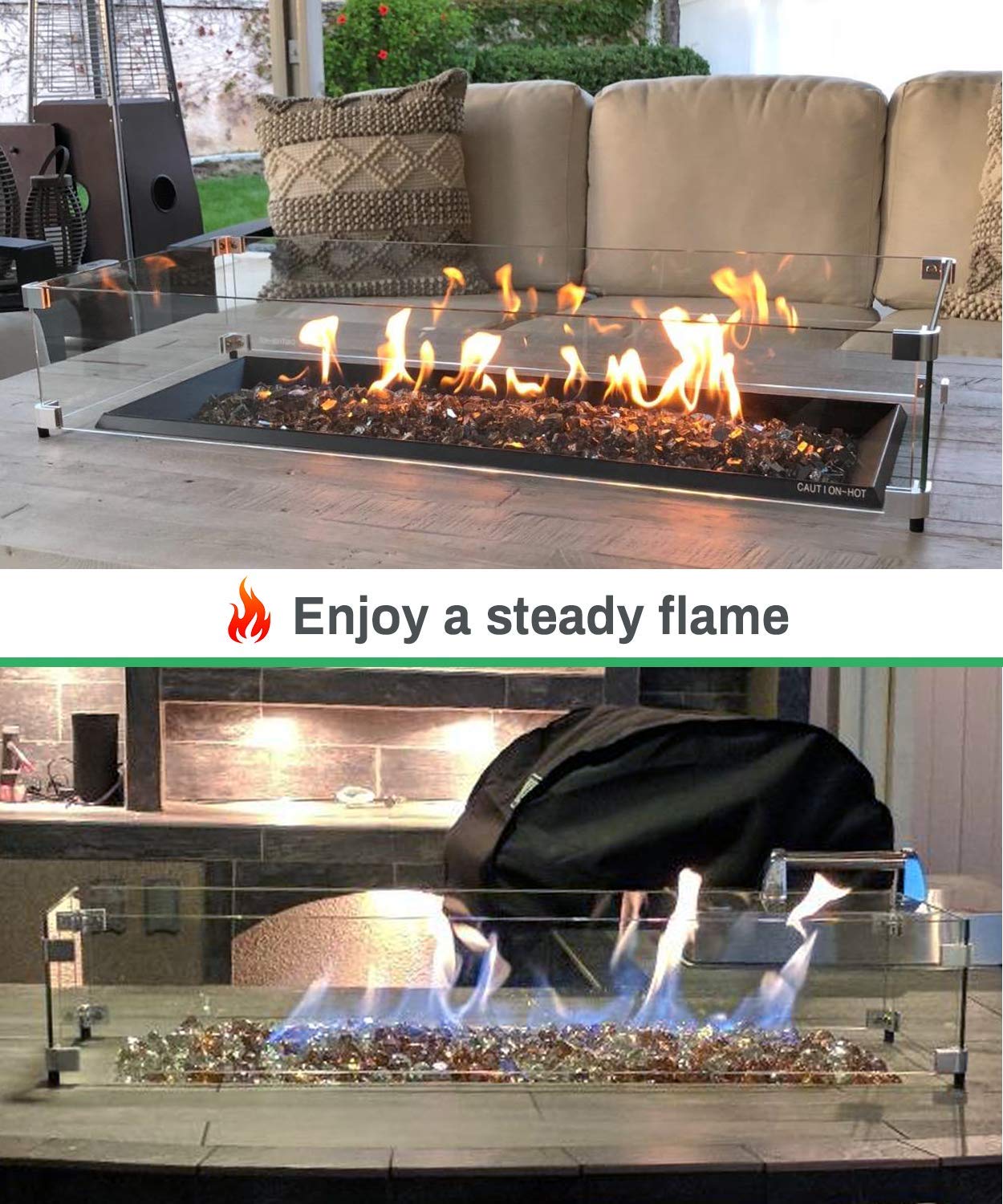 outland fire pit costco replacement parts on Gaspro 29 X 13 X 6 Rectangular Fire Pit Glass Wind Guard Clear Tempered Glass Wind Guard 5 16inch Thickness Replacement For Outland Series 401 Outdoor Propane Fire Pit Tables Buy Online At