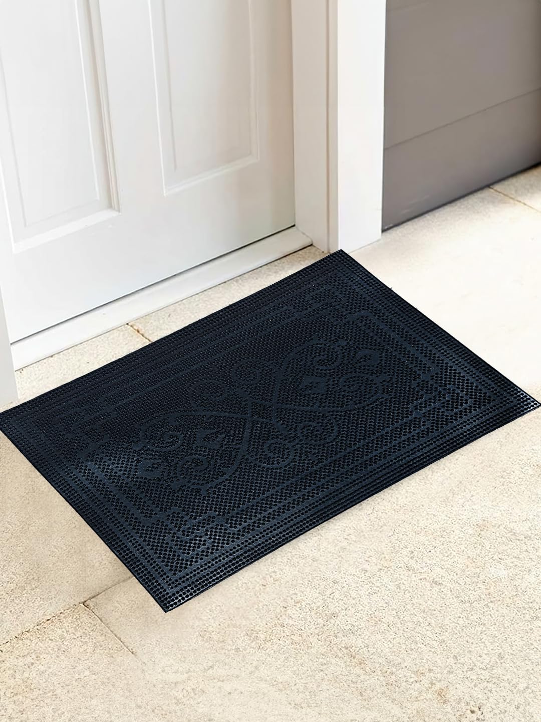 Cortina Coir Anti-Slip with PVC Back Doormat for Indoor, Outdoor, Patio, Home and Office, Weatherproof 3650 GSM, Large and Thick (45cm x 75cm, Black)