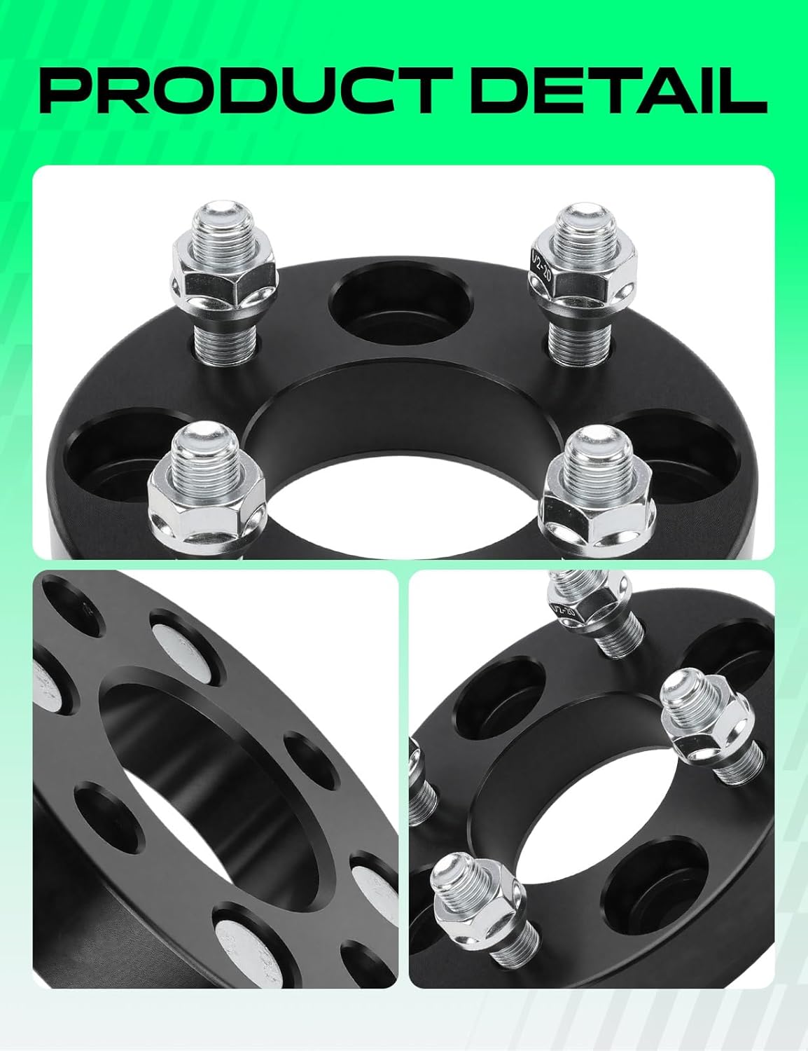 YHTAUTO 4x4 Wheel Spacers 1 Inch Compatible with EZGO Club Car Golf Cart ATV, 4x101.6mm Tire Spacers w/1/2-20 & 12.9 Grade Studs, 62mm Center Bore 4 Lug 4PCS Black