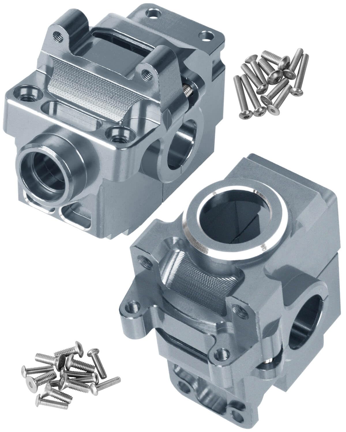 RCMYou Transmission Case Gearbox Upgrades Part for 1/10 Slash/Stampede/Hoss/Rustler VXL 4X4,Aluminum Front Rear Transmission Case Gearbox Hops Ups,Titanium