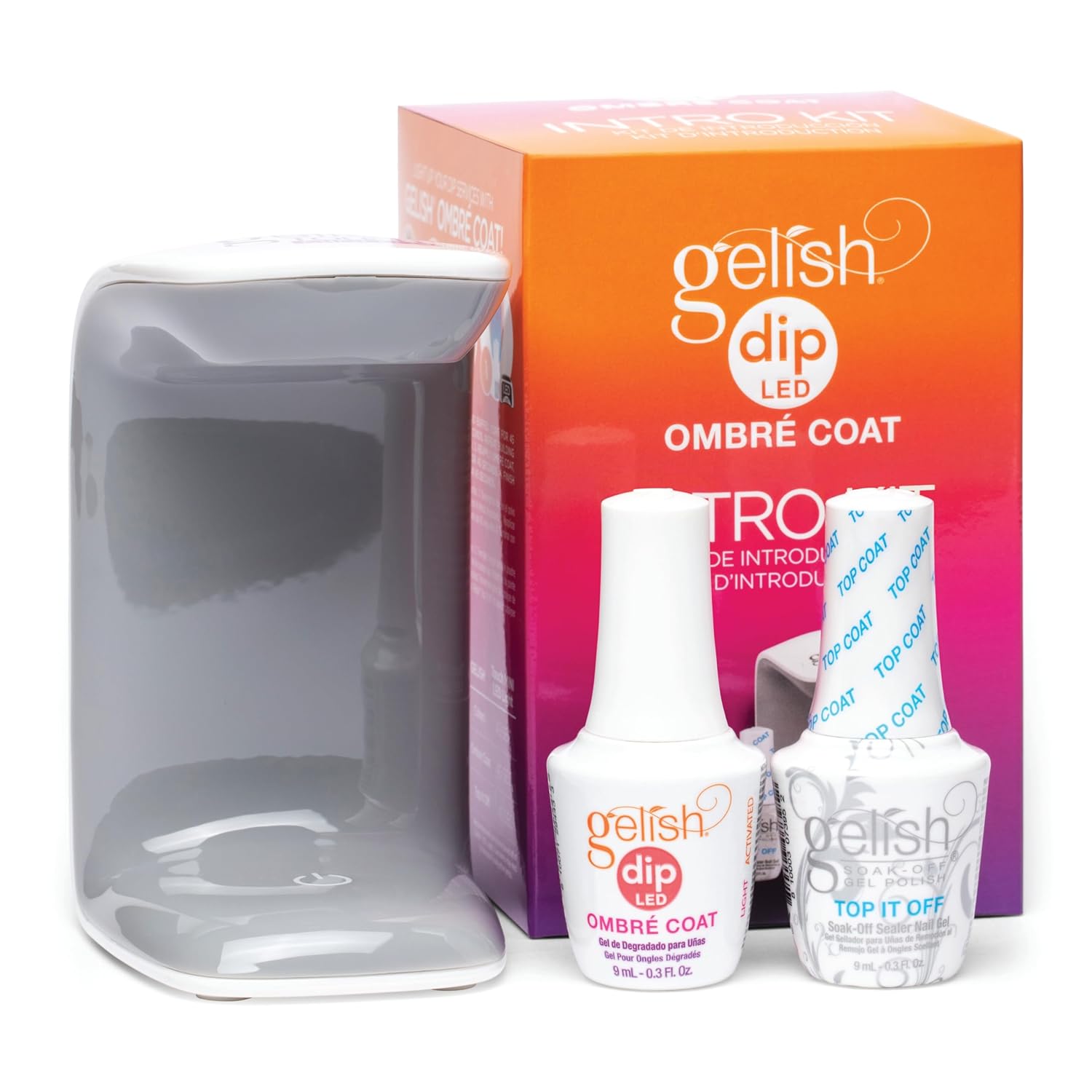 Gelish Ombre Coat Intro Kit – LED Light, Top Coat & Sealer – Easy DIY or Salon Use, Long-Lasting Dip Powder Nail Kit, Fast Curing, No Mess Application, Professional Nail Kit
