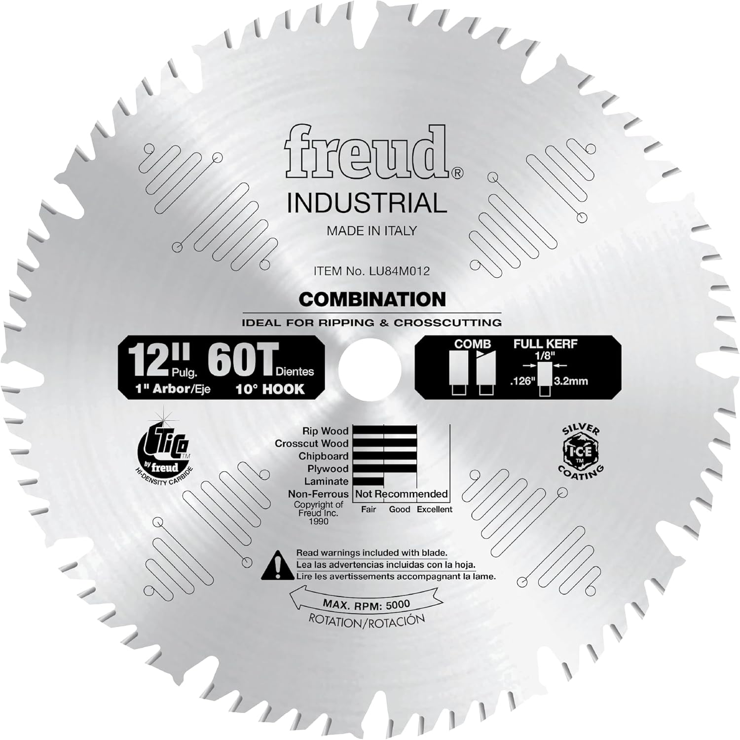Freud LU84M012: 12" x 60T Combination Blade