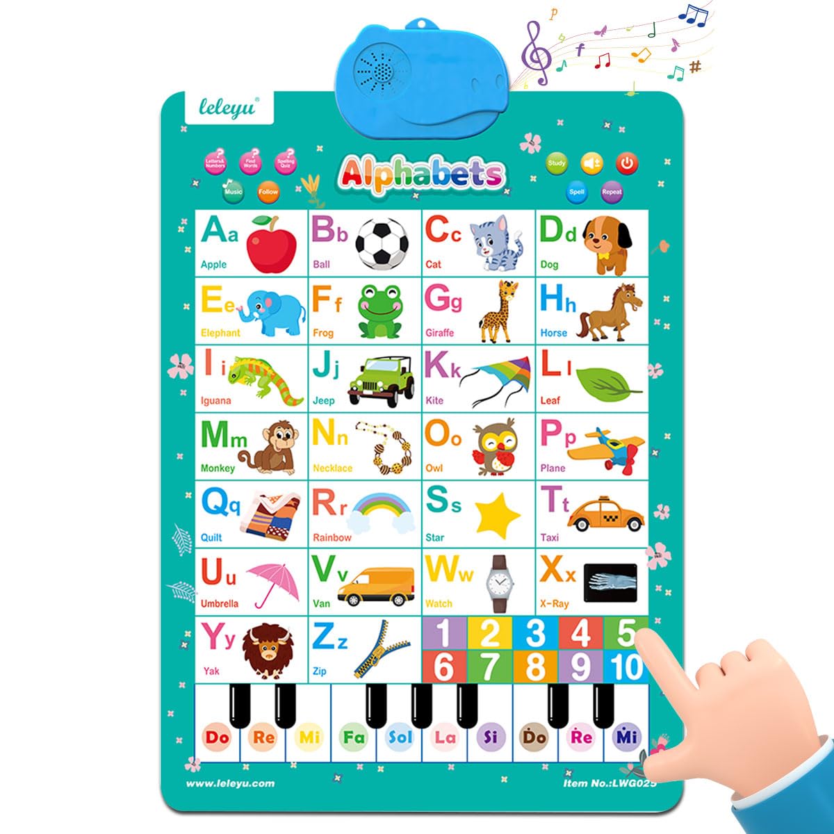 Electronic Alphabet Wall Chart, Talking ABC&123s& Music，Alphabet & Number&Piano Keyboard Learning Poster, Kids Learning Interactive Educational Toddler Toy, Preschool Gifts for Kids
