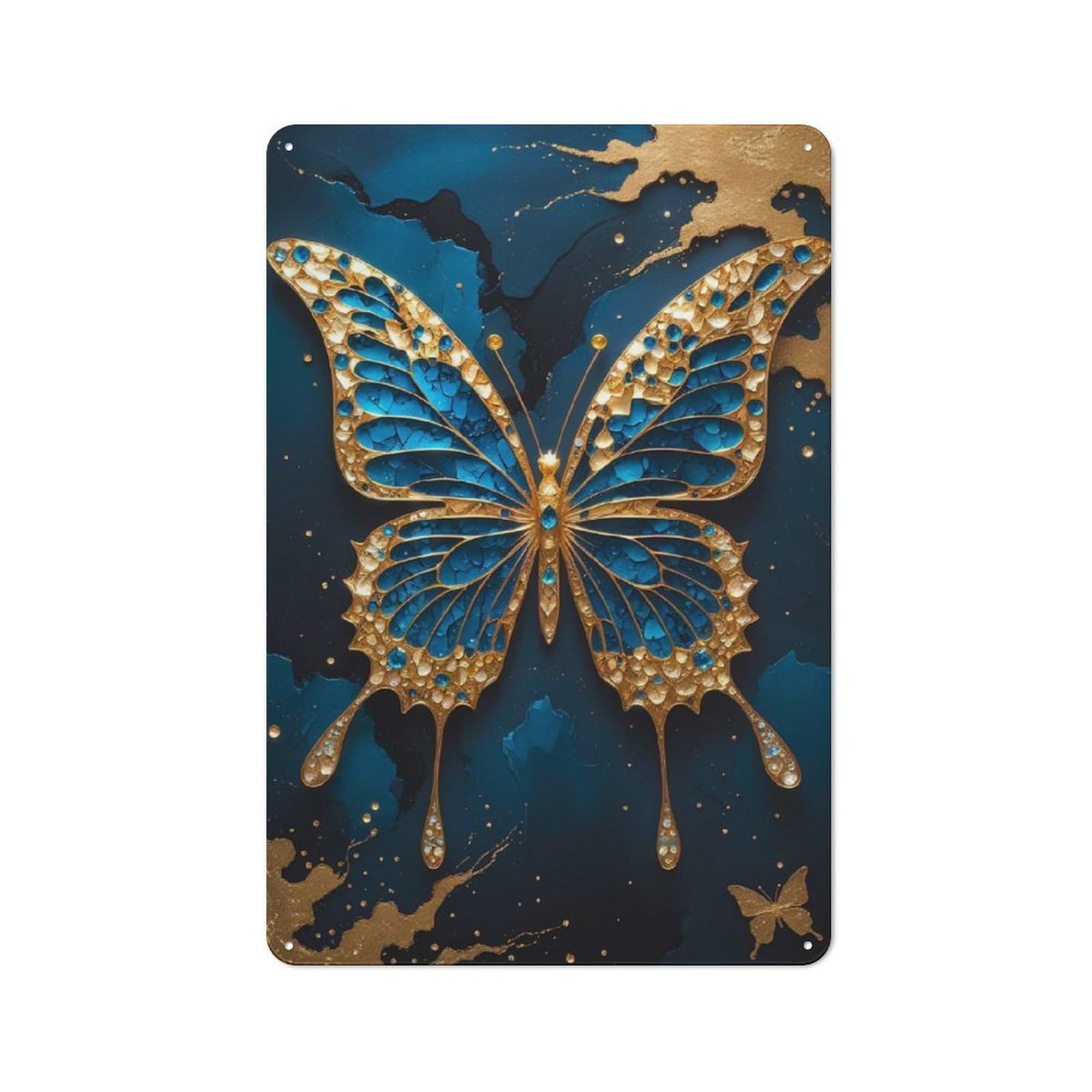 Junmoney Butterfly Kintsugi Art Vintage Tin Sign 30X20cm For Garden Room Or Summerhouse, For A Newly Organised Room And Metal Sign Display