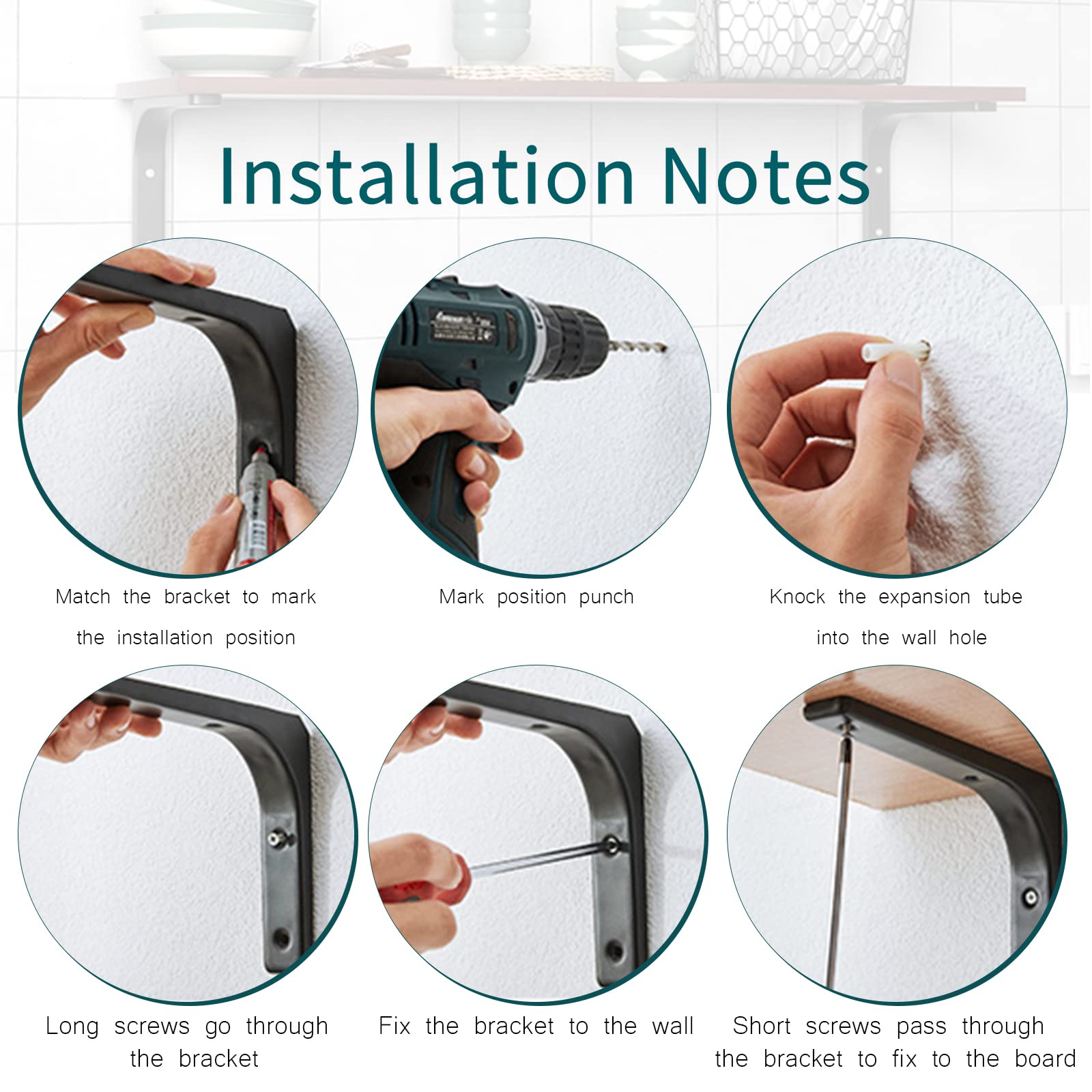 Knpwer Regalhalterung 10 Zoll Schwarz (4 Stk) - Heavy Duty Metallwinkel Für Regale Bis 60kg