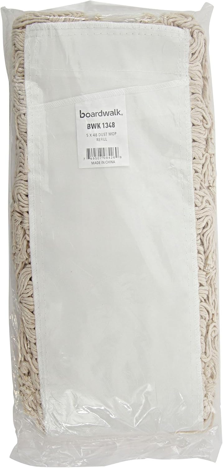 Boardwalk Industrial Dust Mop Head, Hygrade Cotton, 48w X 5d, White