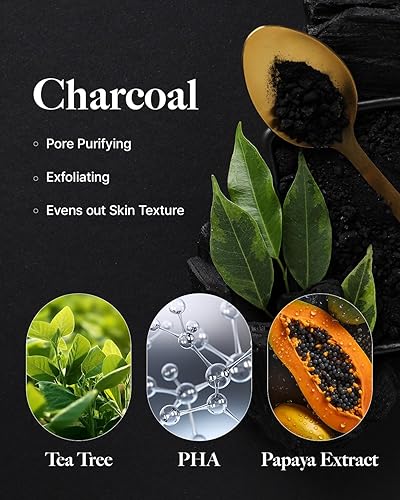 Miniatura 5 de AHA - Limpiador de gel espumoso de carbón para el acné, purificador de poros, exfoliación ligera, formulación vegana sin sulfatos con polvo de