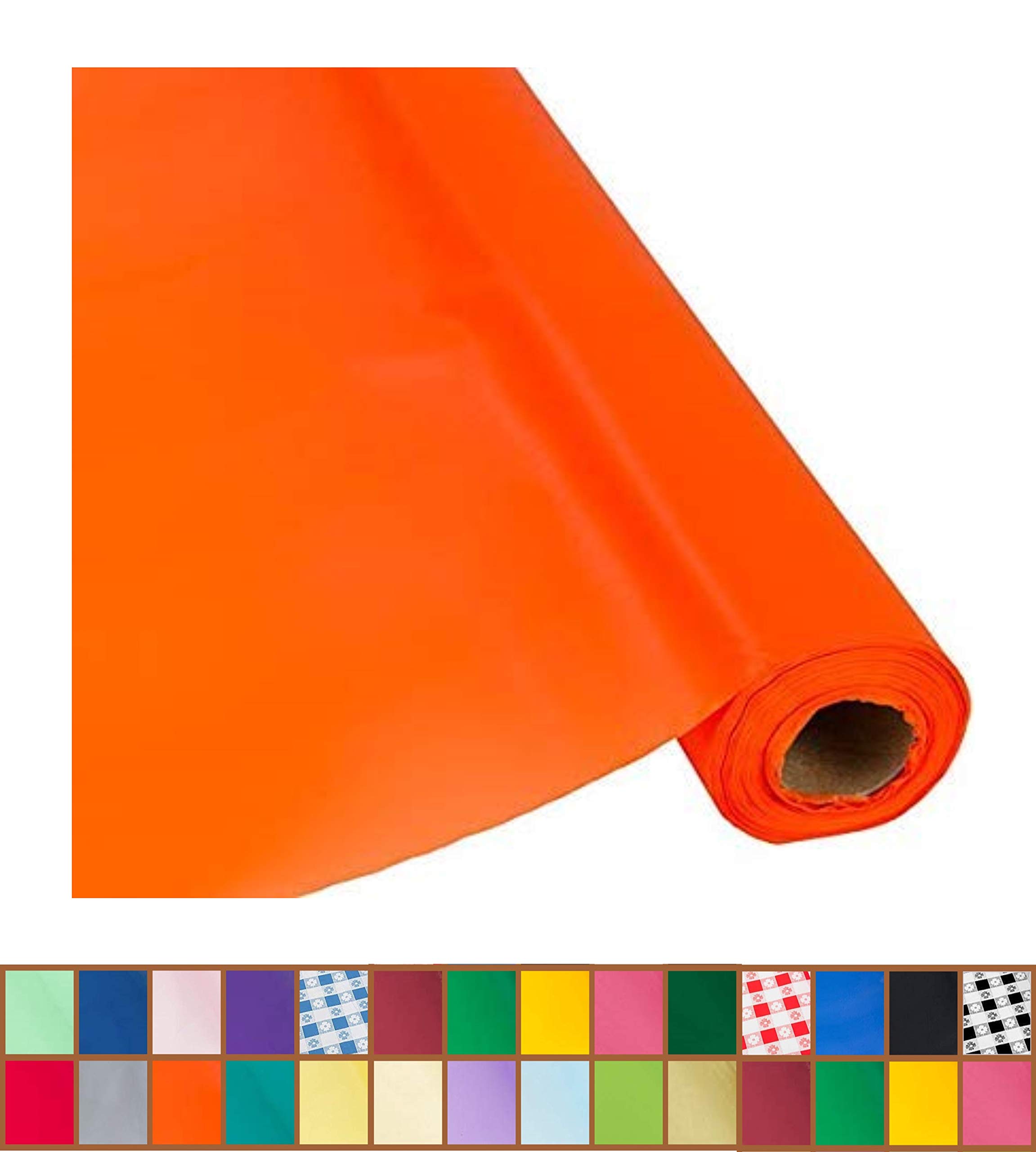 Unique 16477 - Camino De Mesa De Papel Kraft, 7 Pies, Naranja A Cuadros Y Cítricos, Fiesta De Verano, 1 Unidad (Paquete De 1
