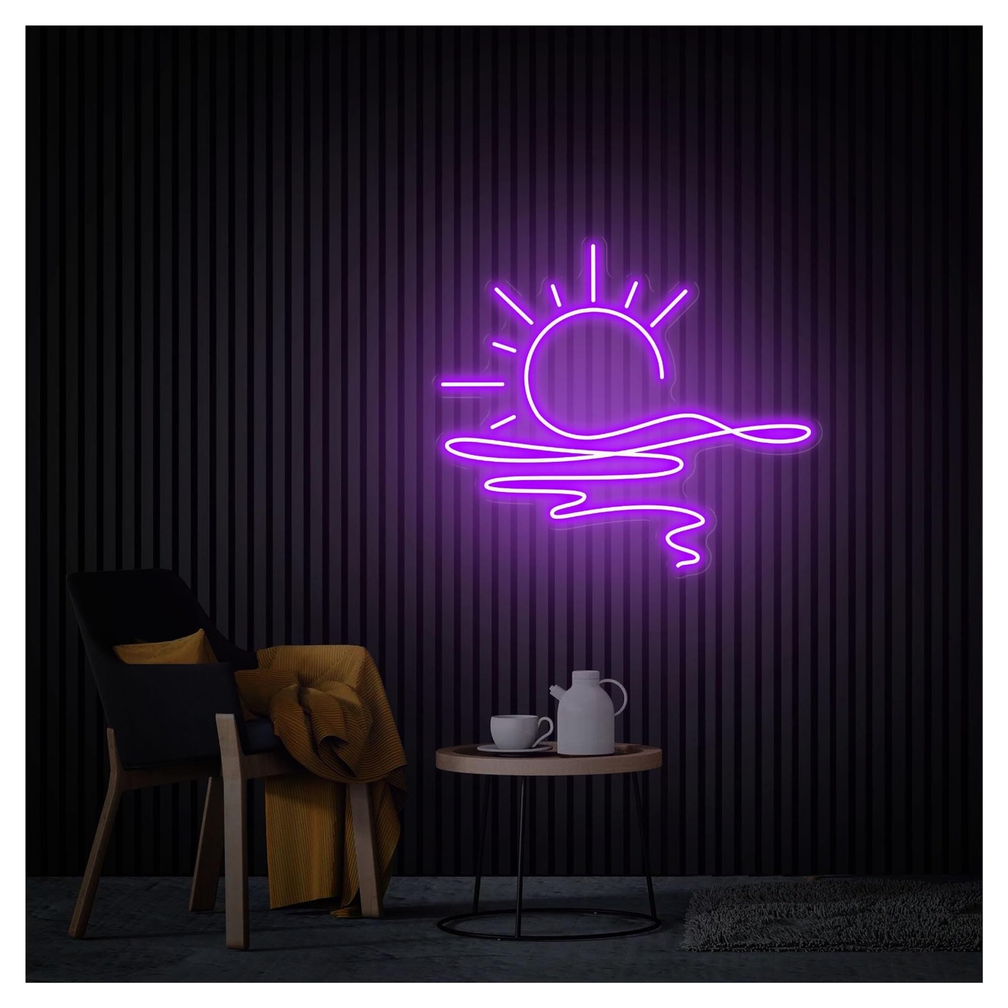 RONGCH Hanging Art Signs Sunrise Neon Sign,Suitable for Beach Shop Room Wall Decor with Dimmable 45cmx50cm(D)