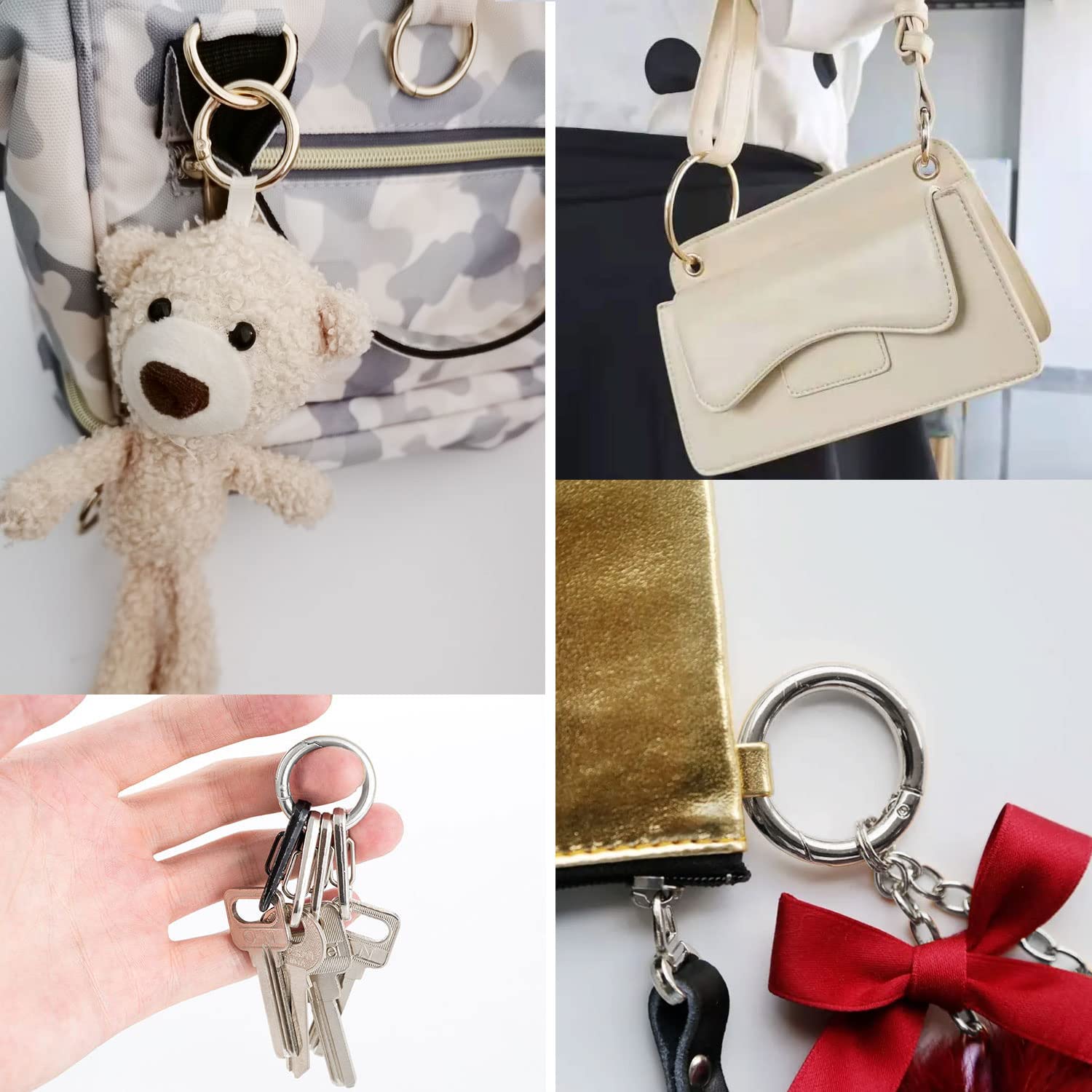 Moschettoni A Molla Rotondi - 20 Pezzi In Argento, Per Borse, Portachiavi E Decorazioni