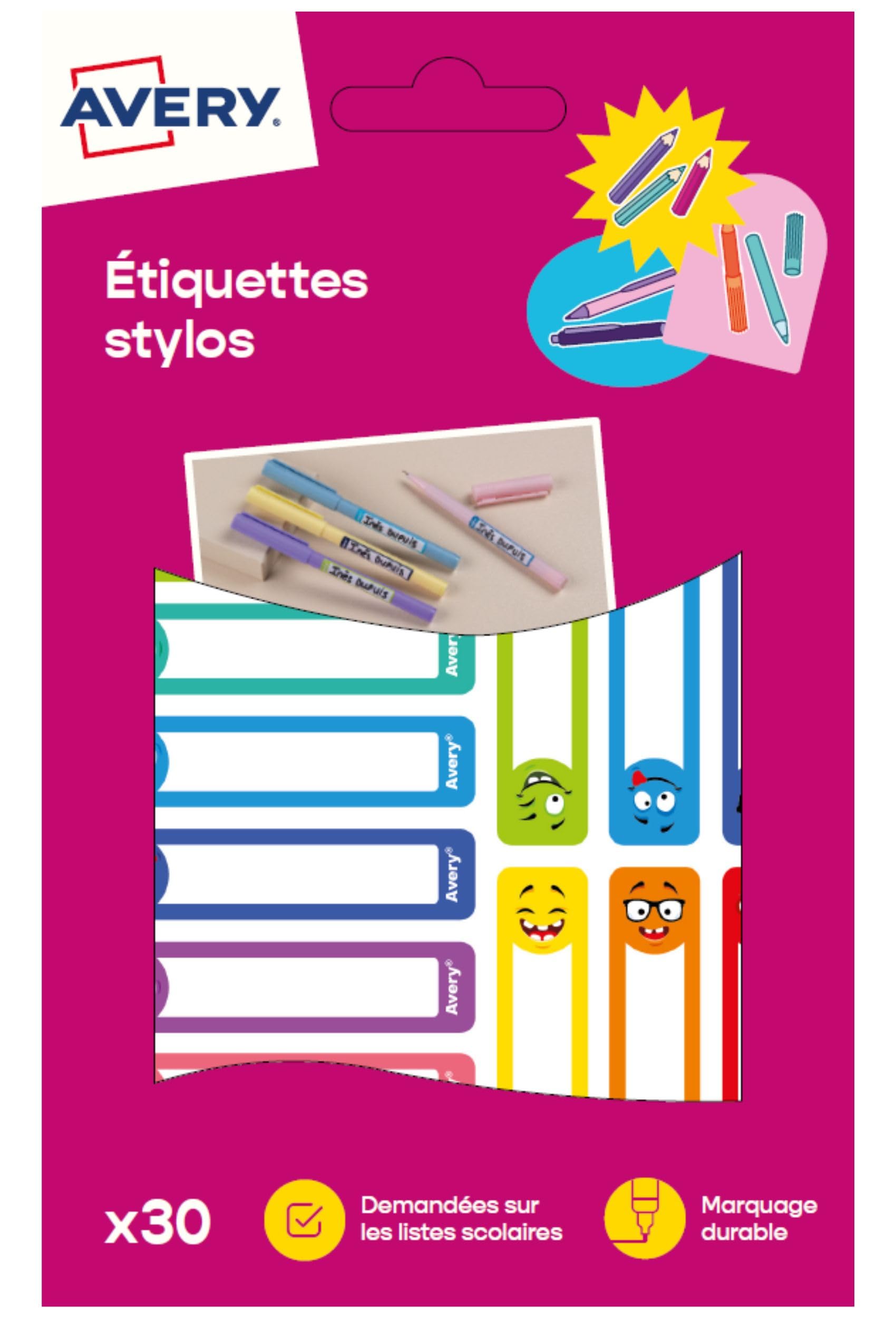 252 étiquettes Autocollantes Pour Stylos - 10x45 Mm - 7 Couleurs - Pour école, Bureau, Marquage Fournitures - 2