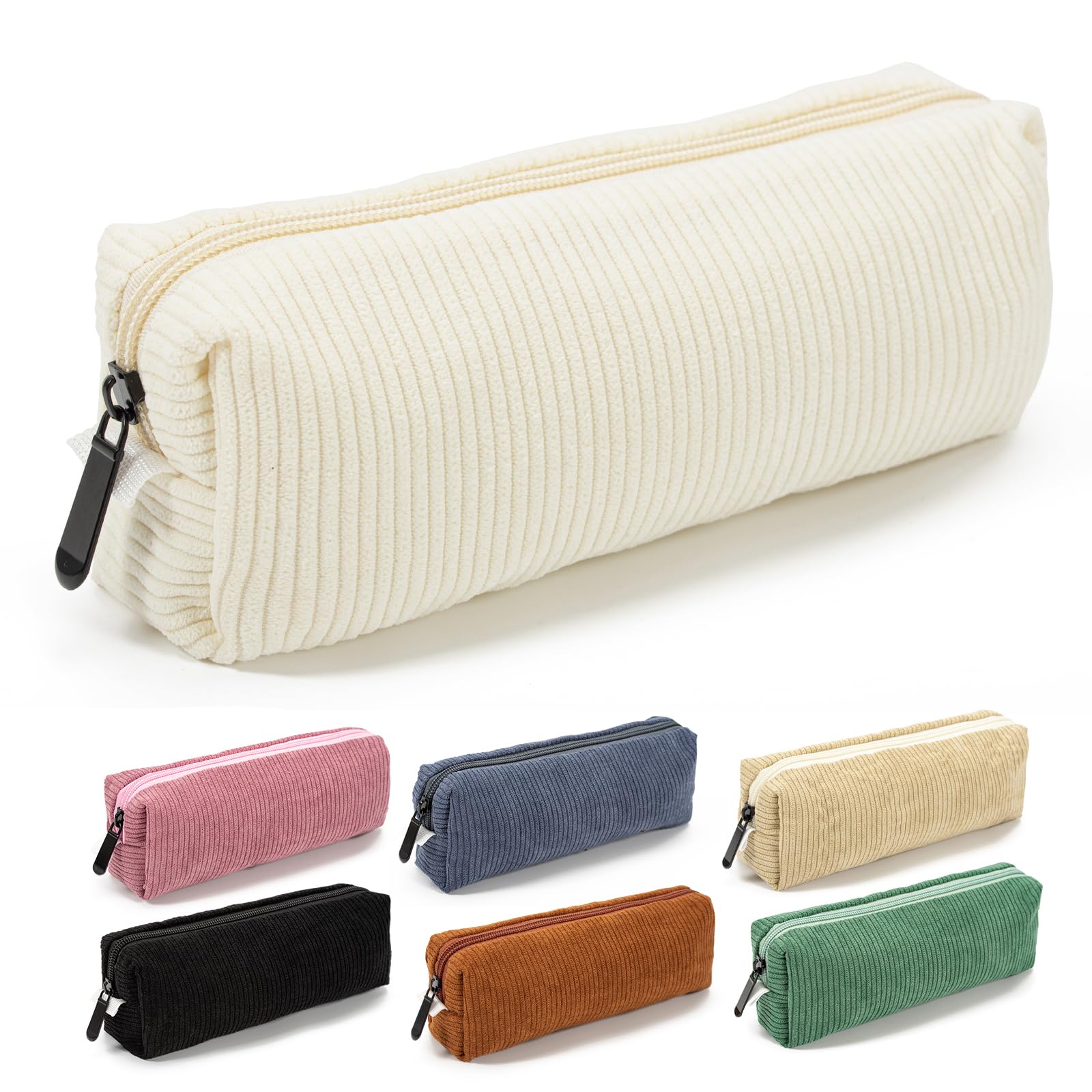 Zouwel Astuccio, astuccio, astuccio, astuccio per la scuola, per ragazzi, per ragazze, adolescenti, scuola, università e ufficio, beige., Astuccio in velluto a coste