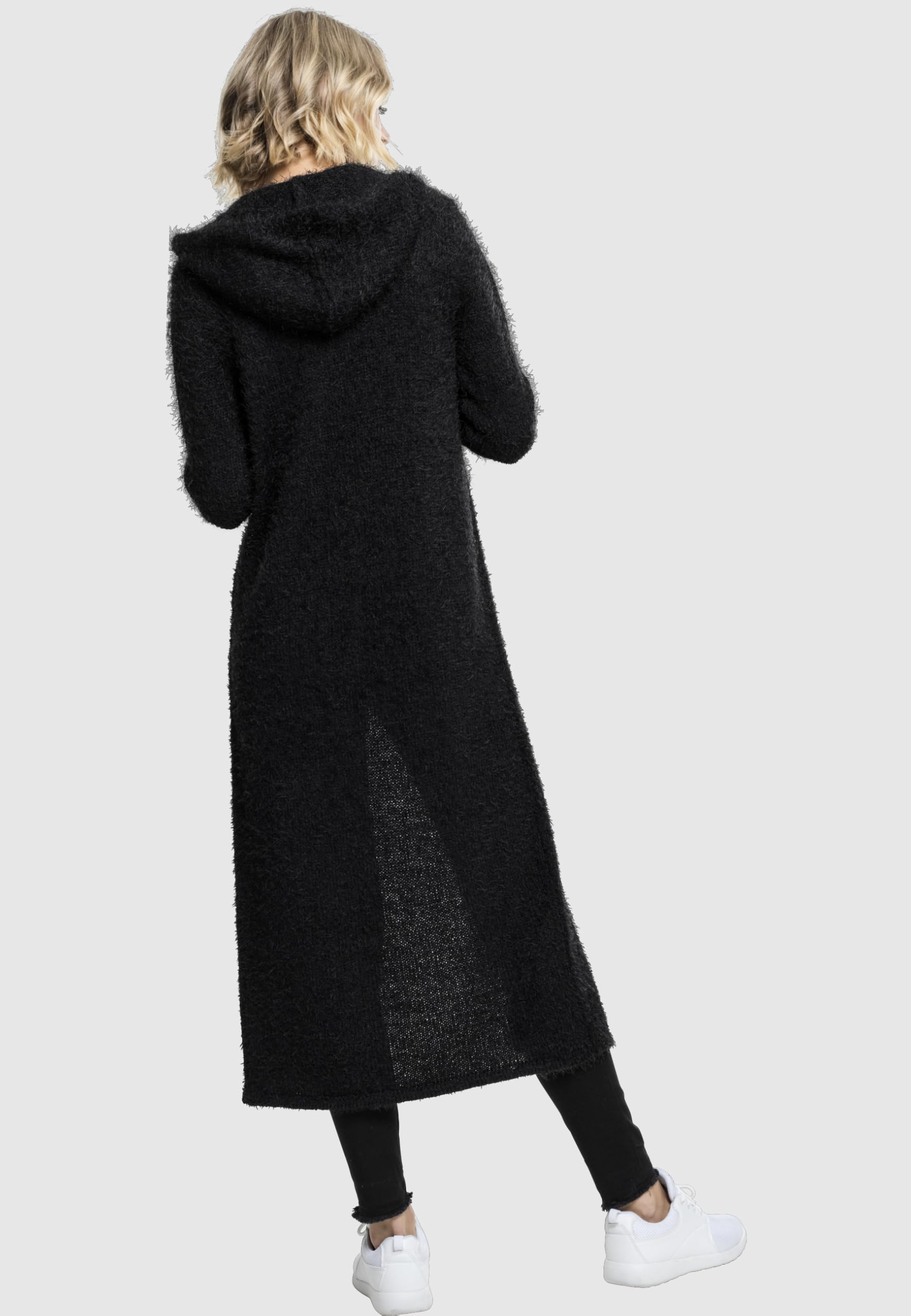 Urban Classics Ladies Hooded Feather Cardigan Donna Cardigan Nero